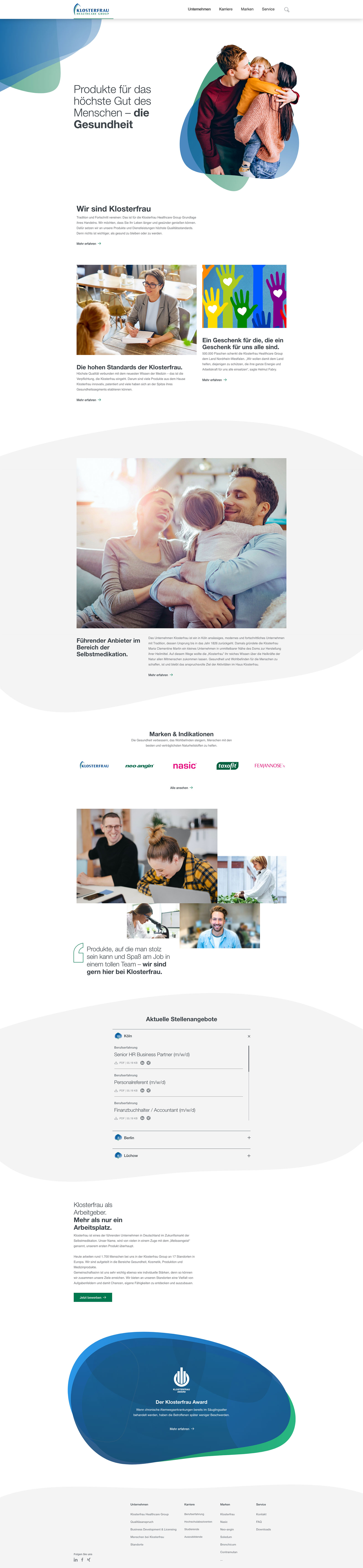 klosterfrau healthcare group website design